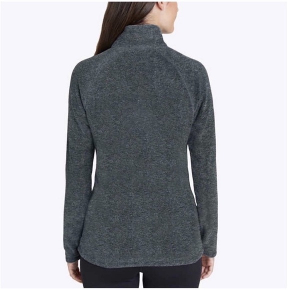 NWT Eddie Bauer Ladies Fleece Quarter Zip GRAY - size L - Picture 2 of 3